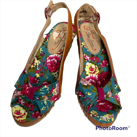 Poetic License Garden Variety Floral Slingback Heels  Studs Leather Sz 7 - Picture 2 of 11